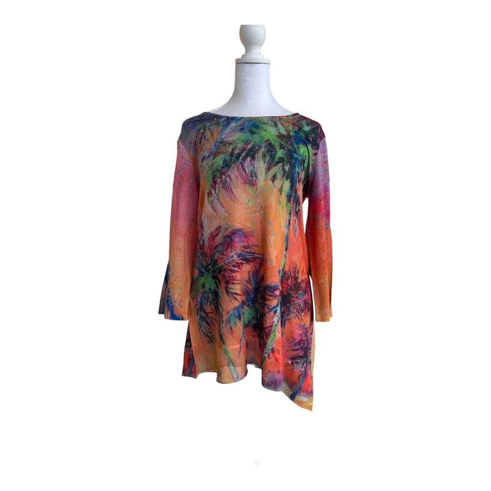 Leoma Lovegrove Wearable Art Metallic Resort Tunic Top Small